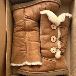 UGG Tan Shearling Button Boots